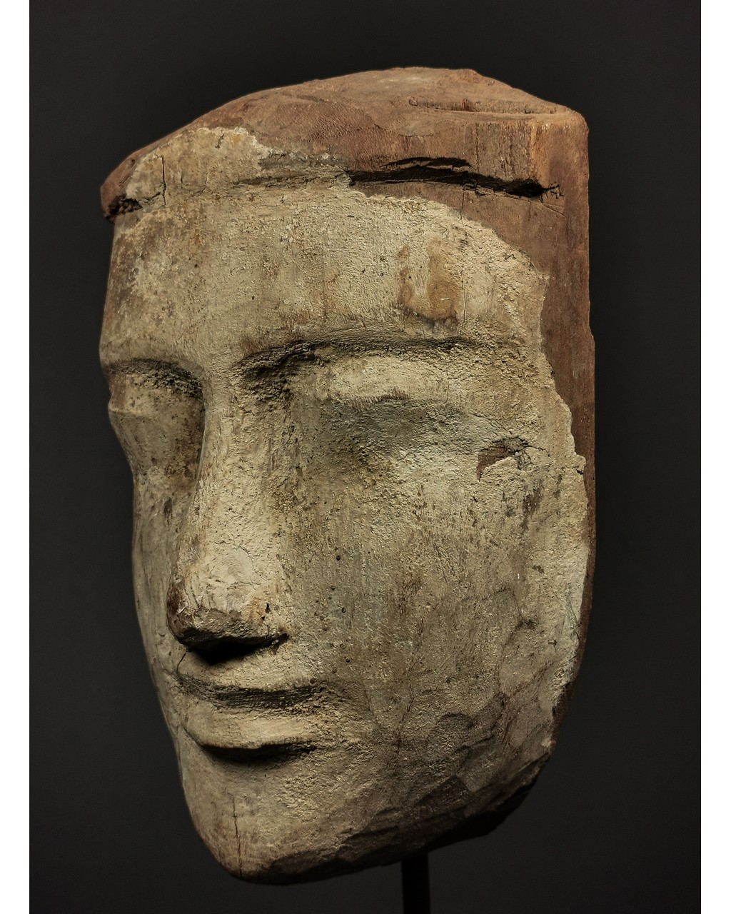 EGYPTIAN WOODEN MASK ON STAND - Image 7 of 7