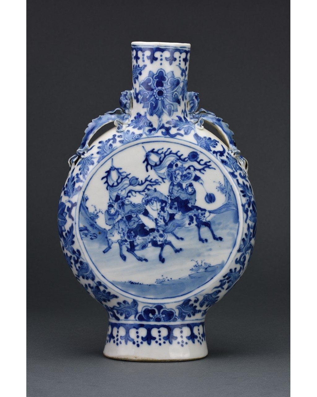 CHINESE BLUE AND WHITE PORCELAIN MOON FLASK - Image 3 of 6