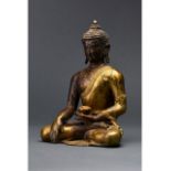 SINO-TIBETAN BRONZE GILDED BUDDHA