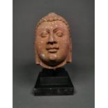 INDIAN MEDIEVAL STONE HEAD OF BUDDHA