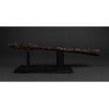 LONG ROMAN IRON SOCKETED SPEAR ON STAND