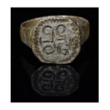 MEDIEVAL HERALDIC BRONZE SEAL RING