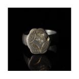 MEDIEVAL SILVER RING WITH STAR OF BETHLEHEM