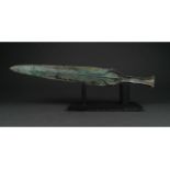 SUPERB ANCIENT BRONZE SWORD WITH IBEX HANDLE