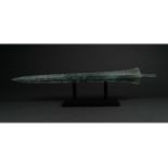 ANCIENT BRONZE SWORD ON STAND