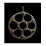 RARE BRONZE AGE SUN AMULET