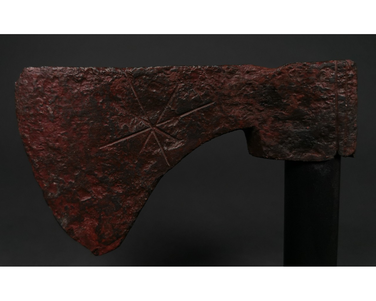 VIKING BEARDED IRON AXE HEAD ON STAND - Image 5 of 5