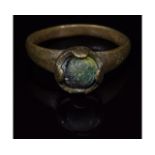 SAXON PERIOD BRONZE RING WITH GEM