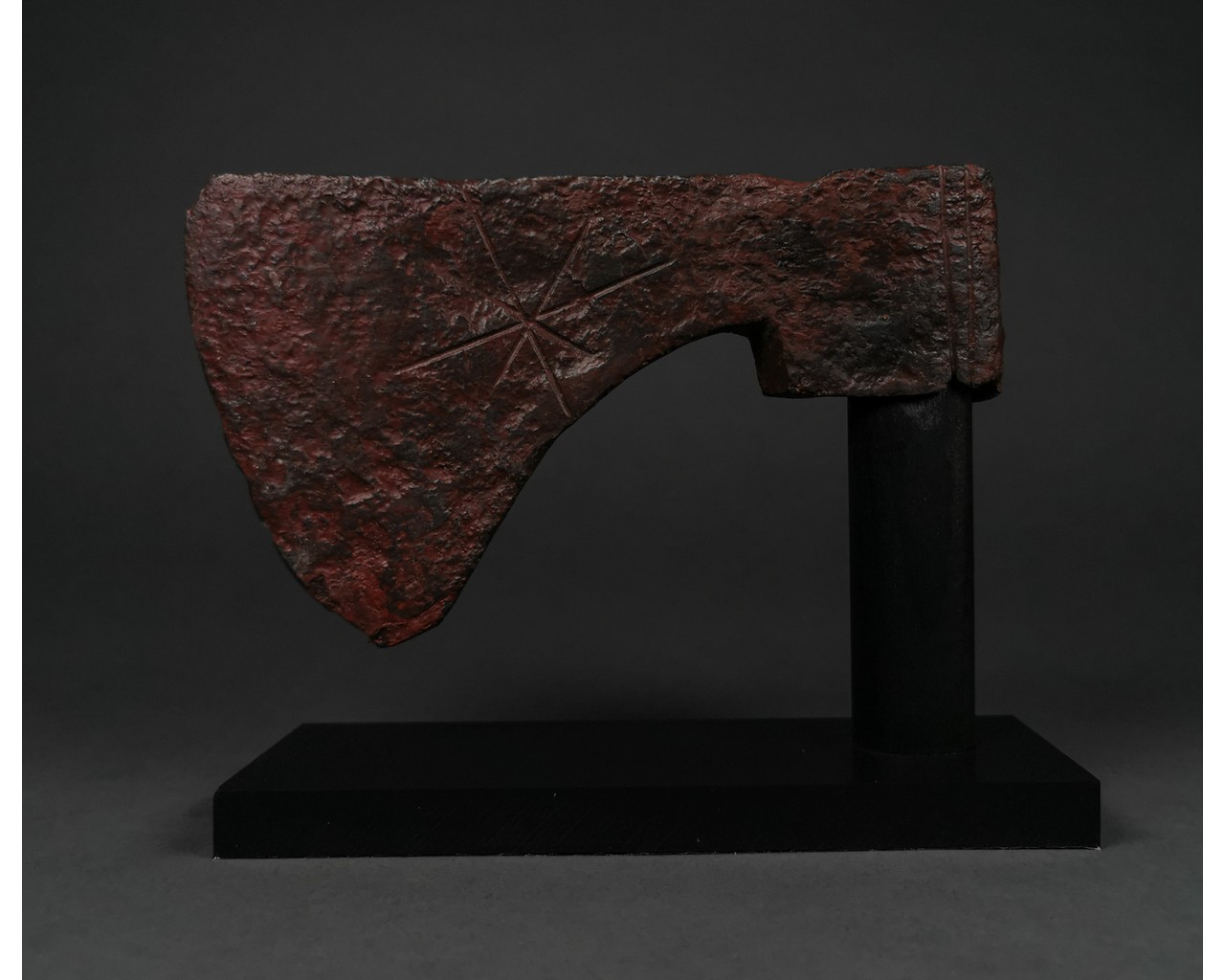 VIKING BEARDED IRON AXE HEAD ON STAND - Image 4 of 5