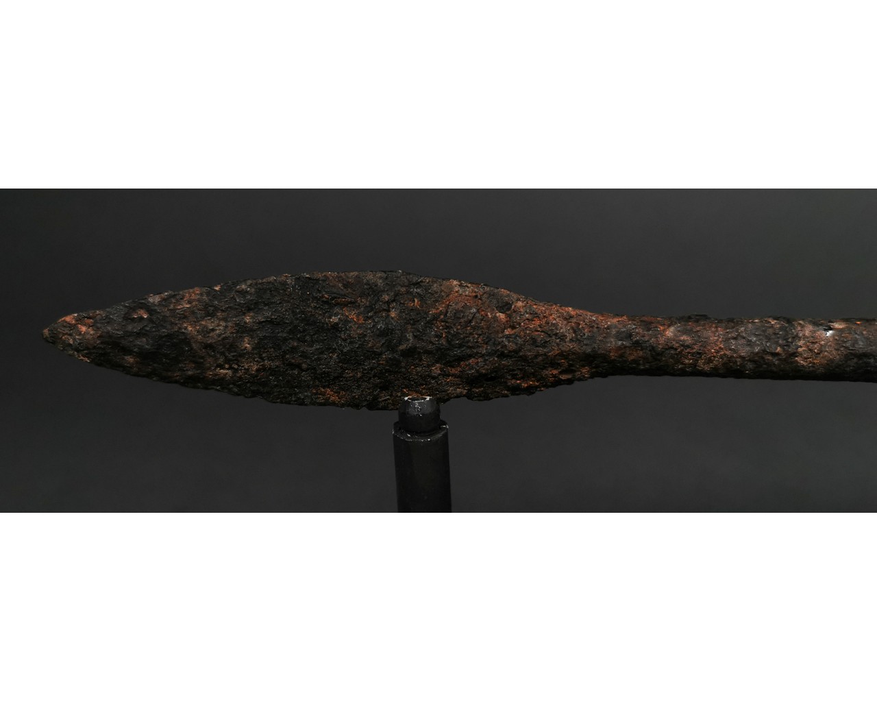 LONG ROMAN IRON SOCKETED SPEAR ON STAND - Image 2 of 4