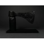 VIKING IRON BATTLE AXE ON STAND