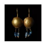 ROMANO-EGYPTIAN GOLD EARRNGS WITH BEADS