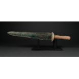 RARE ANCIENT BRONZE SWORD WITH BONE HANDLE