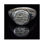 CRUSADERS PERIOD SILVER RING WITH CHRISTIAN MONOGRAM