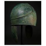 RARE GREEK BRONZE CHALCIDIAN HELMET