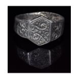 MEDIEVAL SILVER RING WITH SYMBOLS