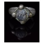 VIKING PERIOD SILVER RING WITH CABOCHON