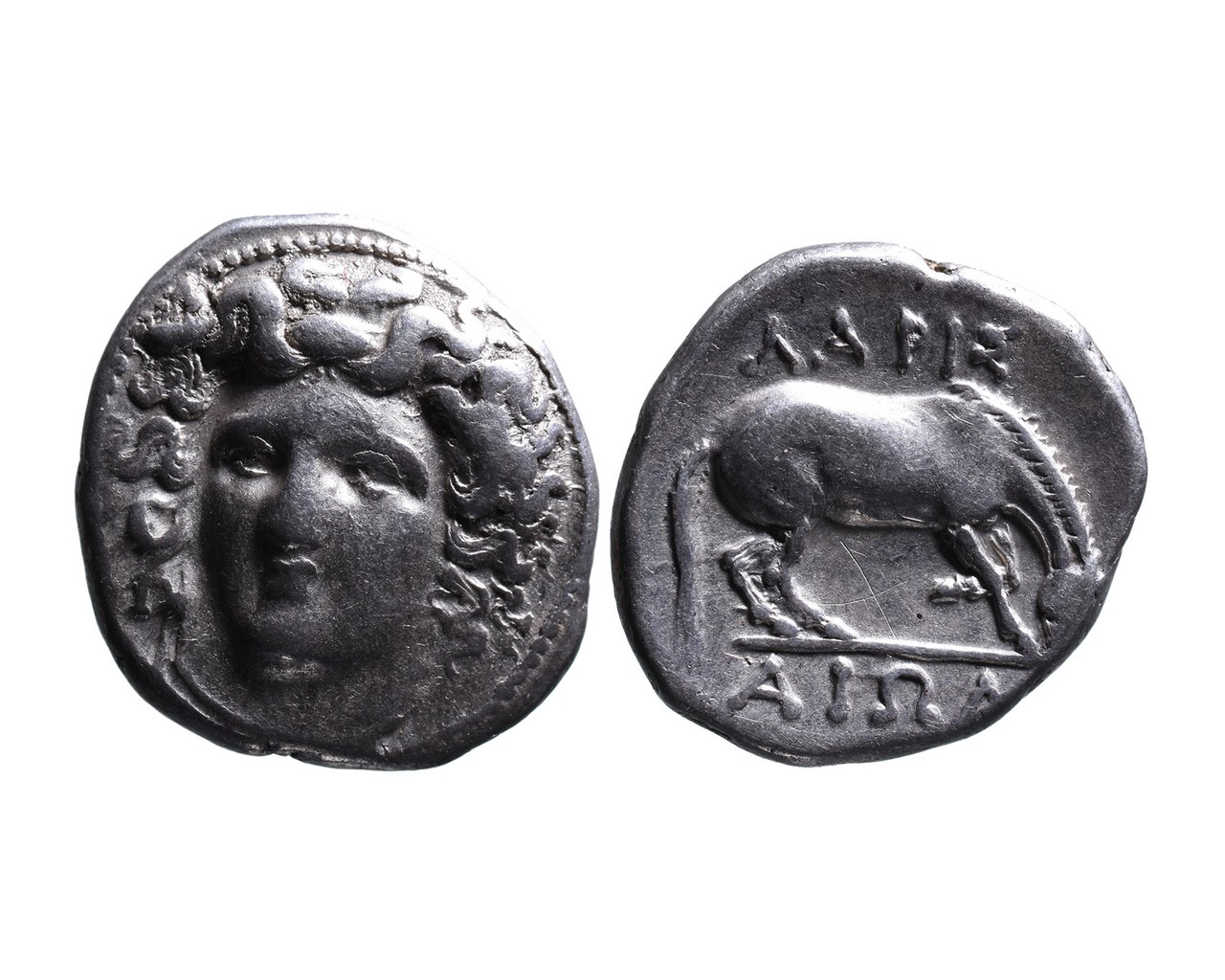 Ancient Greek AR drachm Larissa