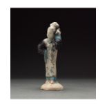 CHINESE MING DYNASTY GLAZED LADY FIGURE