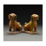 PAIR OF MING DYNASTY GLAZED DOG FIGURES - ASTROLOGICAL