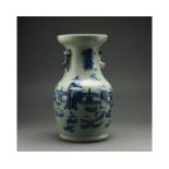 A CELADON-GROUND PORCELAIN BALAUSTER VASE, CHINA