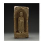 CHINESE NORTHERN WEI TERRACOTTA BRICK WITH BUDDHA