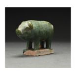 CHINESE MING DYNASTY GLAZED PIG FIGURE - ASTROLOGICAL