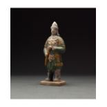 CHINESE MING DYNASTY GLAZED WARRIOR FIGURE