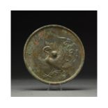 CHINESE TANG DYNASTY BRONZE MIRROR WITH PHOENIX