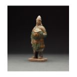 CHINESE MING DYNASTY GLAZED ATTENDANT FIGURE