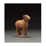 CHINESE MING DYNASTY GLAZED RAM FIGURE - ASTROLOGICAL