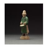 CHINESE MING DYNASTY GLAZED ATTENDANT FIGURE