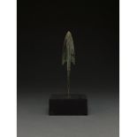 ANCIENT BRONZE SPEAR ON STAND