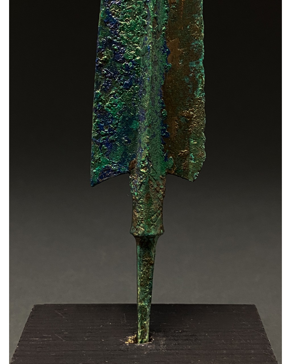 ANCIENT BRONZE SPEAR ON STAND - Image 3 of 4