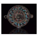 STUNNING ROMAN MILLEFIORI ENAMELED DISC FIBULA