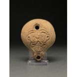 ROMAN CERAMIC OIL LAMP WITH GOD BES