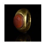 ROMAN GOLD INTAGLIO RING WITH APOLLO