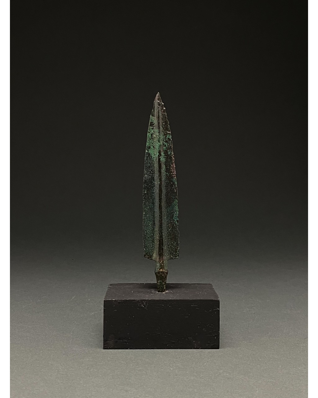 ANCIENT BRONZE SPEAR ON STAND - Image 4 of 4