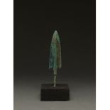 ANCIENT BRONZE SPEAR ON STAND