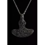 VIKING SILVER AXE AMULET WITH DECORATION