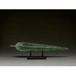 STUNNING ANCIENT BRONZE SWORD ON STAND