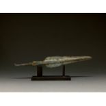 ANCIENT BRONZE SPEAR ON STAND