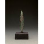 ANCIENT BRONZE SPEAR ON STAND