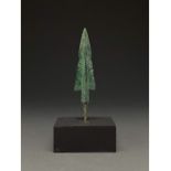 ANCIENT BRONZE SPEAR ON STAND