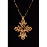 BYZANTINE GOLD CROSS WITH GEM