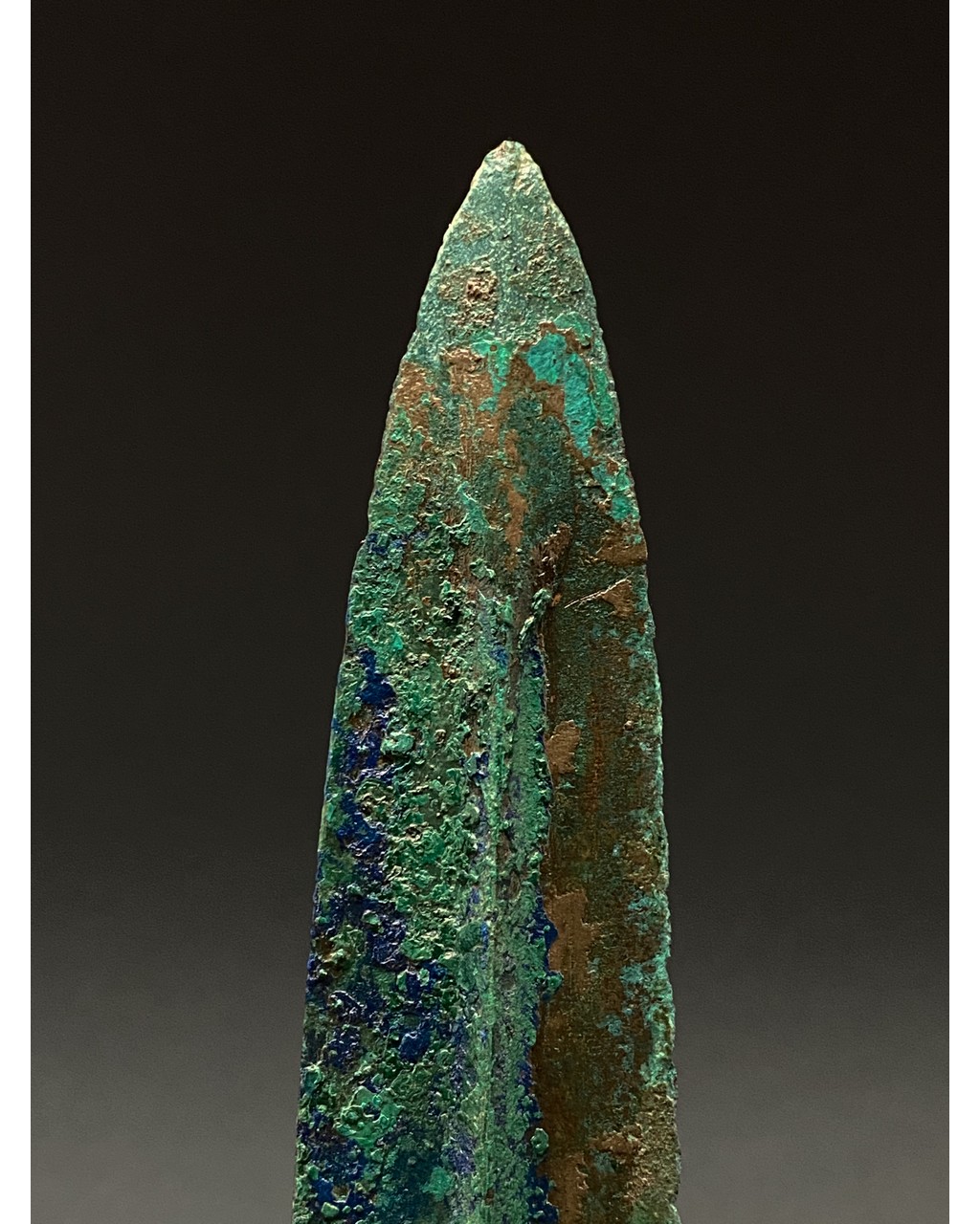 ANCIENT BRONZE SPEAR ON STAND - Image 2 of 4