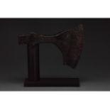 VIKING IRON BATTLE AXE HEAD ON STAND