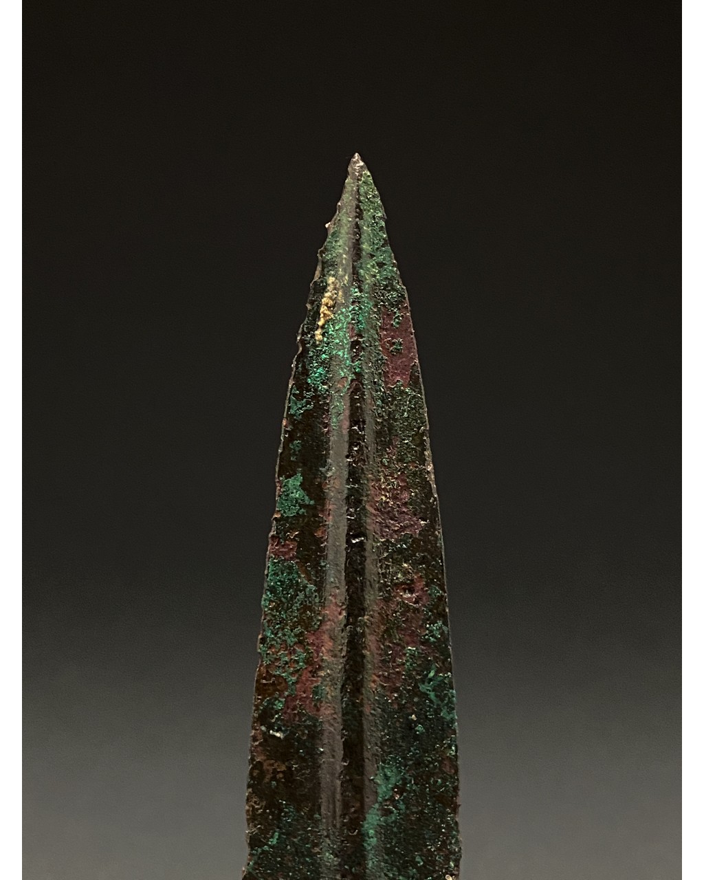 ANCIENT BRONZE SPEAR ON STAND - Image 2 of 4