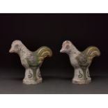 CHINA, MING DYNSTY PAIR OF GLAZED ROOSTER FIGURES