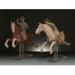 CHINA, TANG DYANSTY PAIR OF PAINTED POTTERY POLO RIDERS - TL TESTED